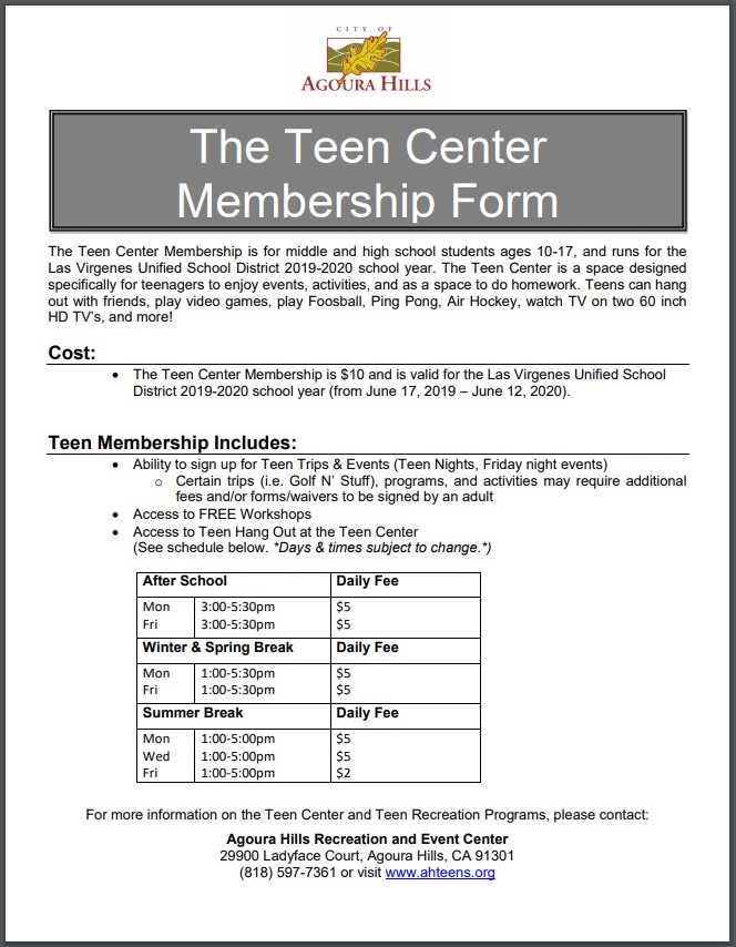 Teen Membership Pg. 1